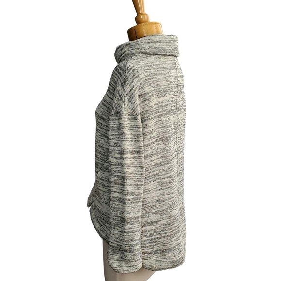 ANTHROPOLOGIE Saturday Sunday Sweater Hi-Lo Heather Gray Space Dye Cowl Neck XS - Picture 7 of 8